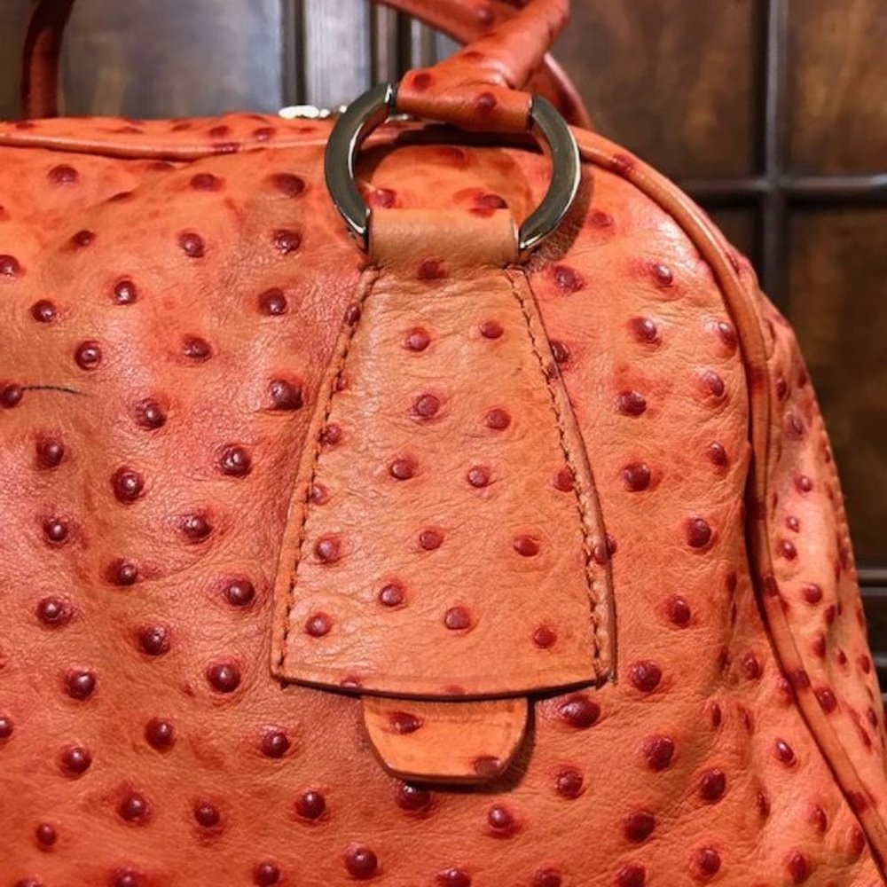 *Rare* Anne Klein Saffron Genuine Leather Ostrich Emb… Gem